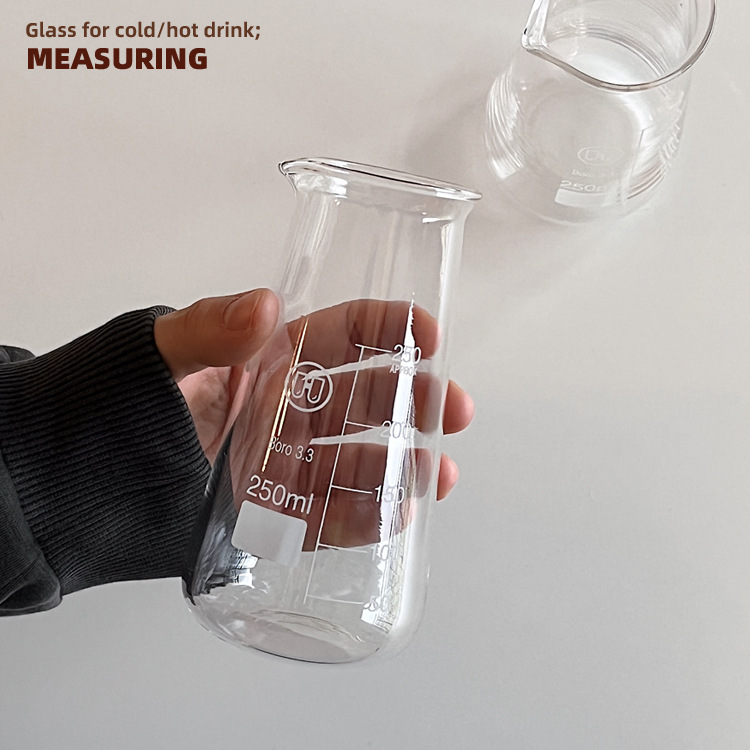 Heat-resistant coffee glass measuring cup, 250 ml