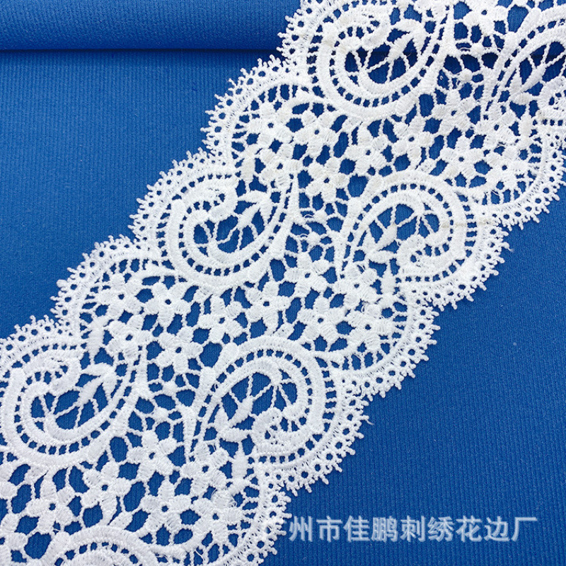 Nuevo 10cm encaje soluble en agua no elástico encaje hueco pestañas encaje blanco leche código de barras accesorios de ropa infantil