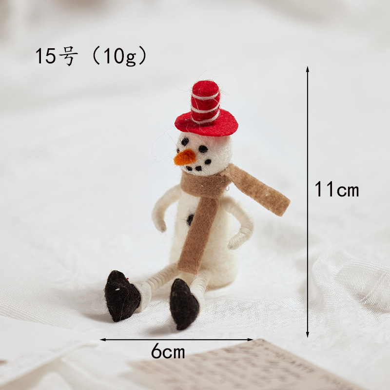 Adornos de fieltro de lana de Navidad acabados, muñeco de nieve anciano, muñeca, alce, decoraciones de Navidad para escritorio, regalos de Navidad