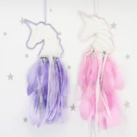 Тесно отобранные DIY Creative Unicorn Dream Net Домашние украшения Ветер колокольчики подвески ins Ветер ручной работы Плетеный подарок на день рождения