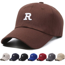 帽子女新款R刺绣棒球帽韩版百搭鸭舌帽男ins潮运动休闲弯檐软顶帽