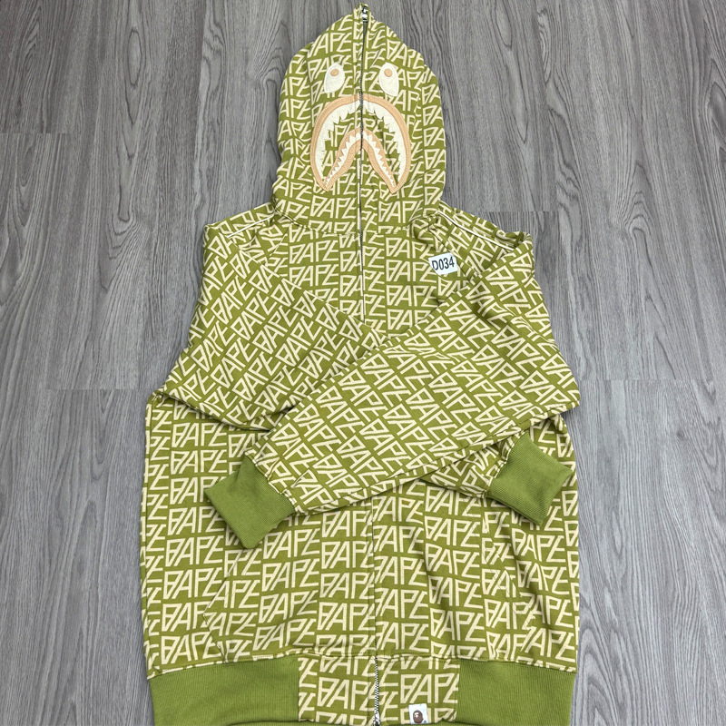 Cross-Border Export Trendy Brand Wholesale Bape Ape Head Pure Cotton Camouflage Loose Van Gogh Shark Hooded Sweatshirt Jacket