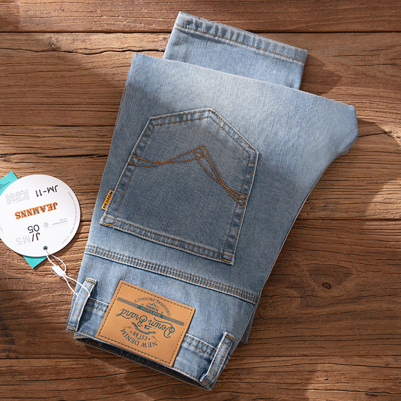 High-End Summer Thin Business Simple Men's Jeans Versatile Casual Stretch Slim Straight Long Pants