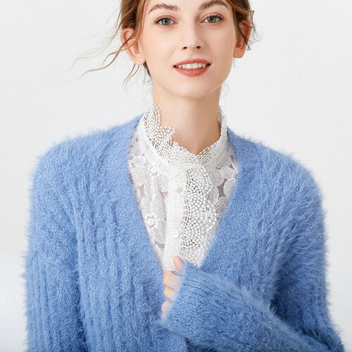 White lace versatile fake collar women's sweater autumn and winter fashion hollow shirt base decorative fake collar