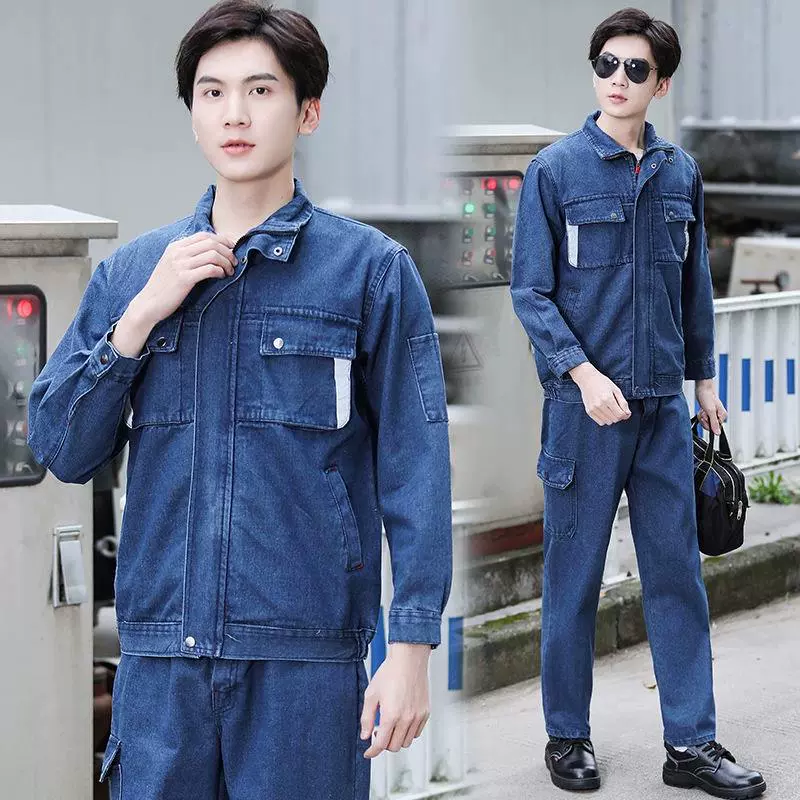 Джинсовая сварочная рабочая одежда, костюм, мужская сварочная одежда, противоожоговая заводская мастерская, строительная площадка, износостойкая одежда для защиты электромобиля, весна и осень