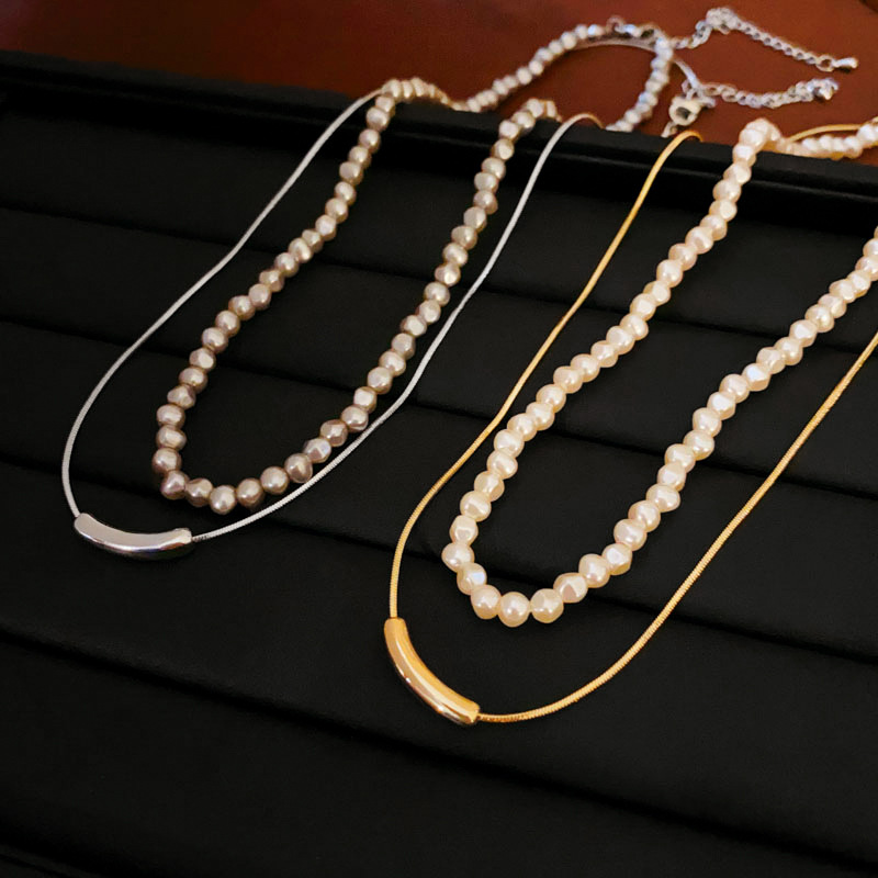 Imitation Pearl, Copper Material Elegant Geometric Solid Color Imitation Pearl Copper Plating Women's Necklace