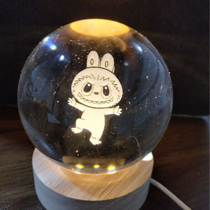 Labubu のさまざまなクリスタルボールナイトライトクリエイティブ発光装飾品デスクトップフィギュアギフト漫画かわいい|undefined