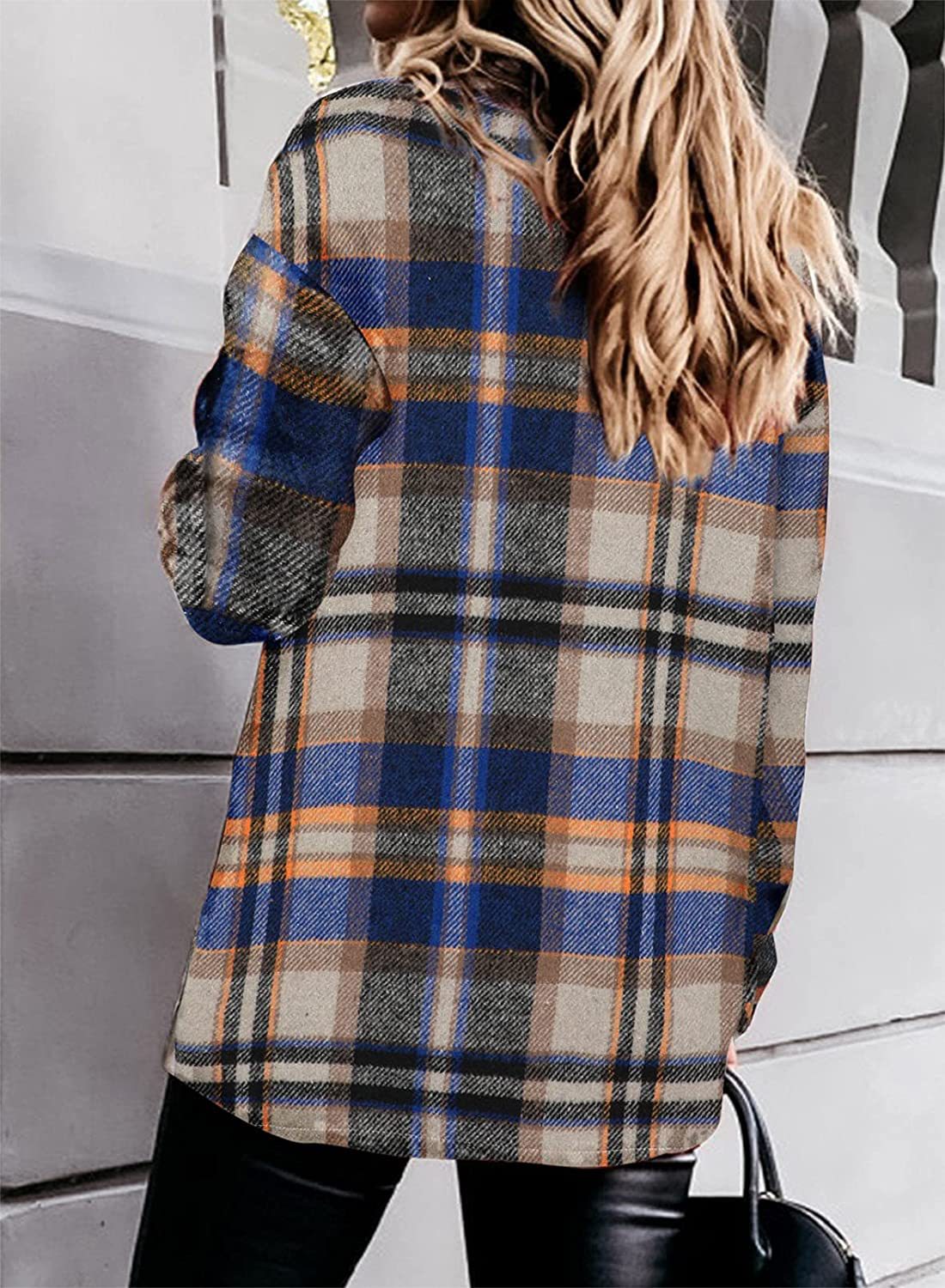 Women Clothing 2021 Autumn and Winter New  Plaid Shirt Woolen Flannel Breasted Coat in Woolen Blends Coats