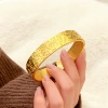 Gold [Wide Face Lucky Words] Bracelet