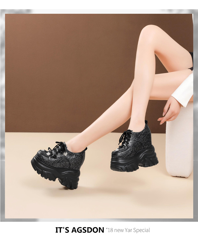 Giày nữ đế xuồng platform nơ bướm cổ điển, dây buộc, mũi sâu, gót 14 cm — màu đen chi tiết 12