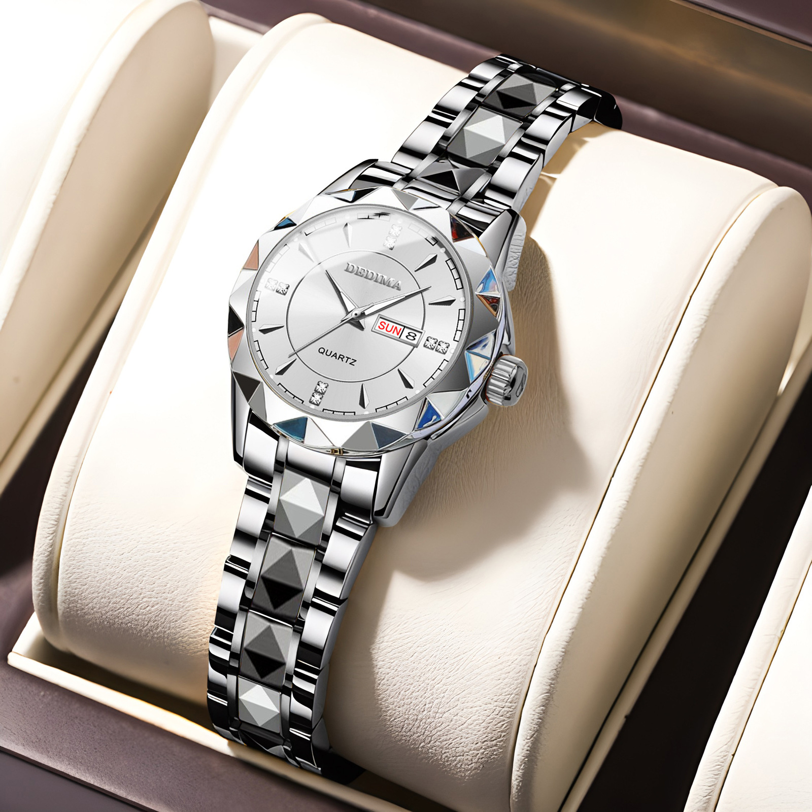 100g Weight Tempered Glass Mirror Material Stainless Steel Strap Material Watch Classification Pointer Display Type Butterfly Double Snap Buckle Style Round Dial Shape Business, Daily Occasion Quartz Movement Color Block Pattern Men's Gender Elegant, Classic Style Style Elegant Classic Style Color Block Butterfly Double Snap Quartz Watch Men's Watches 11
