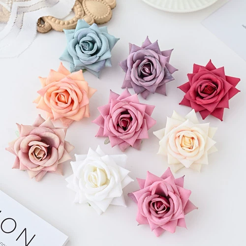 Имитация цветка Имитация Velvete Rose 8 см Цветок DIY Грудь Цветок Украшение ручной работы Фэнтези Цветок Свадебная Роза Головка