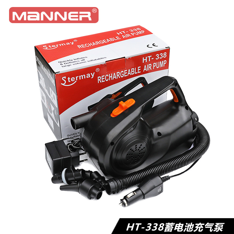 蓄电池充气泵户外钓鱼船充气床泳池便携式抽充两用无线电动充气