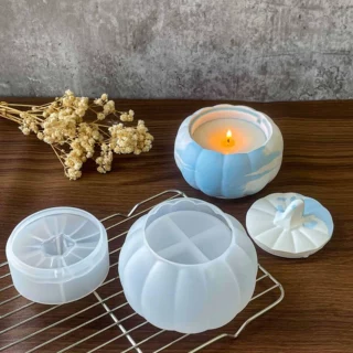 南瓜杯蜡硅胶模具diy滴胶石膏收纳盒带盖模具万圣南瓜收纳罐跨境