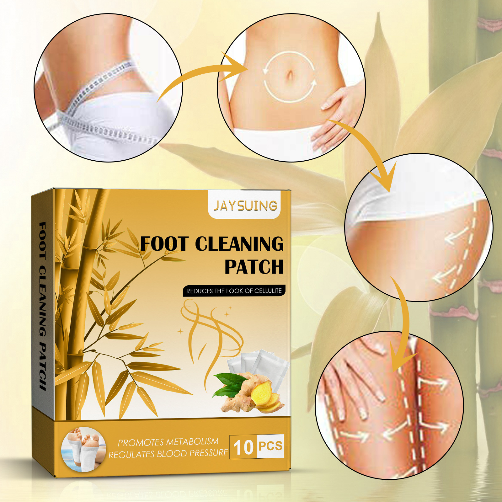 Jaysuing Patch de pied modelant le corps au gingembre pour les personnes paresseuses, relaxant et raffermissant le corps, les muscles des cuisses, la taille et_voghion.com