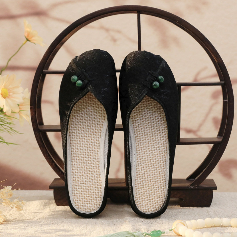 317 plain slippers [black]