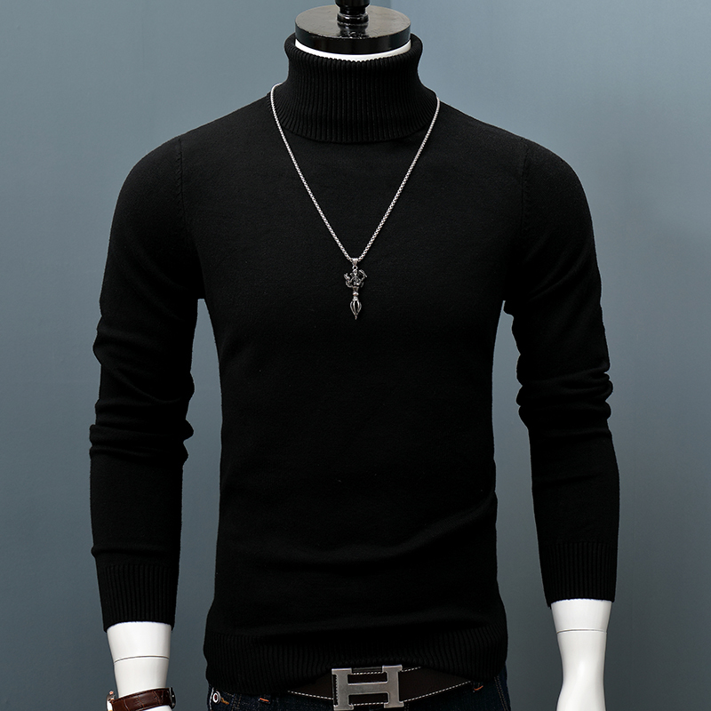 Men's Turtleneck Sweater for Autumn and Winter, Thick Long-Sleeve Base Layer, Korean Style Solid Color Knitwear, Slim Fit Pullover, Warm Top Men's Turtleneck Sweater for Autumn and Winter, Thick Long-Sleeve Base Layer, Korean Style Solid Color Knitwear, Slim Fit Pullover, Warm Top