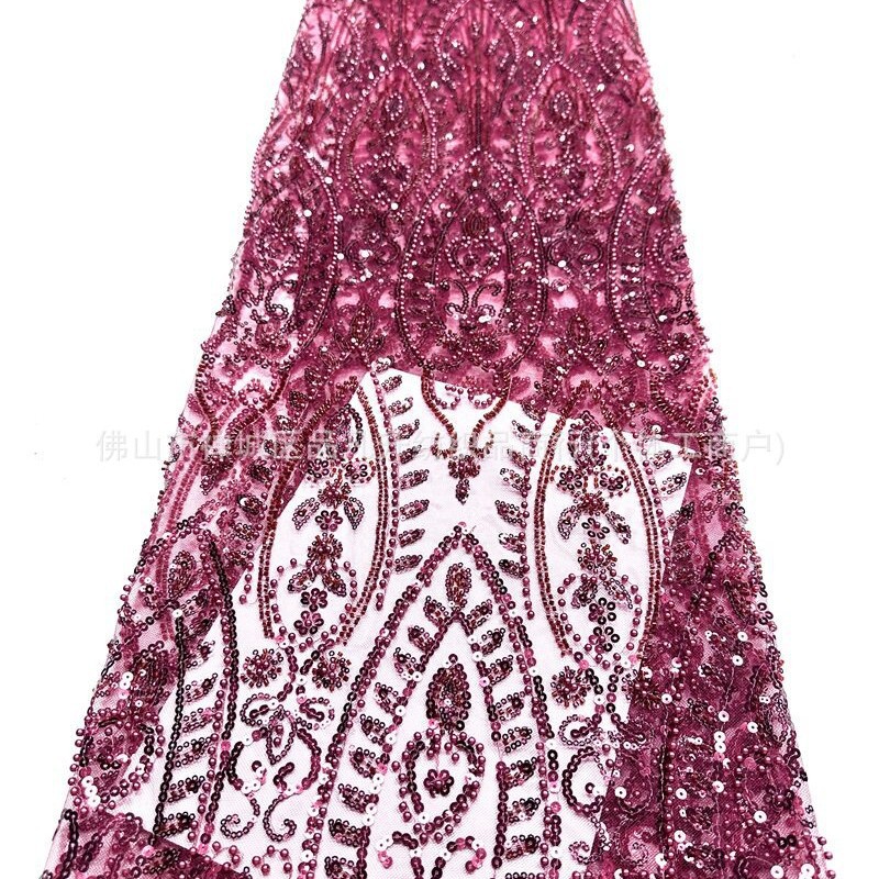 Tejido de boda de importación sequinilla tubo de perlas de bordado de computadora 130 ancho de stock rápido soporte de prueba