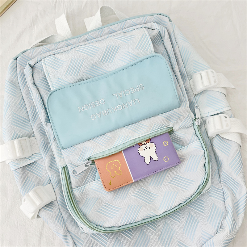 Mochila Nueva de Primavera 2025, Fresca y Dulce, Mochila Informal de Nailon a Rayas con Letras, Informal y a la Moda