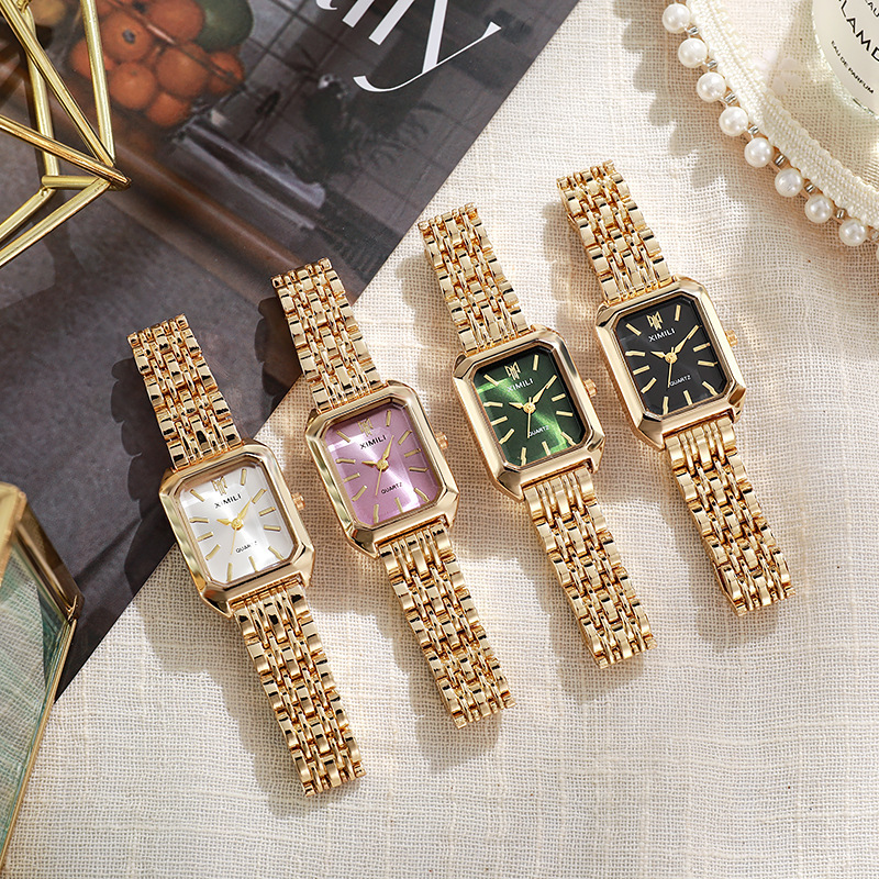 Cross-Border New Hot-Selling Women's Watches, Fashionable and Simple Steel Band Watches, Women's Wristwatches, Square Quartz Watches Wholesale