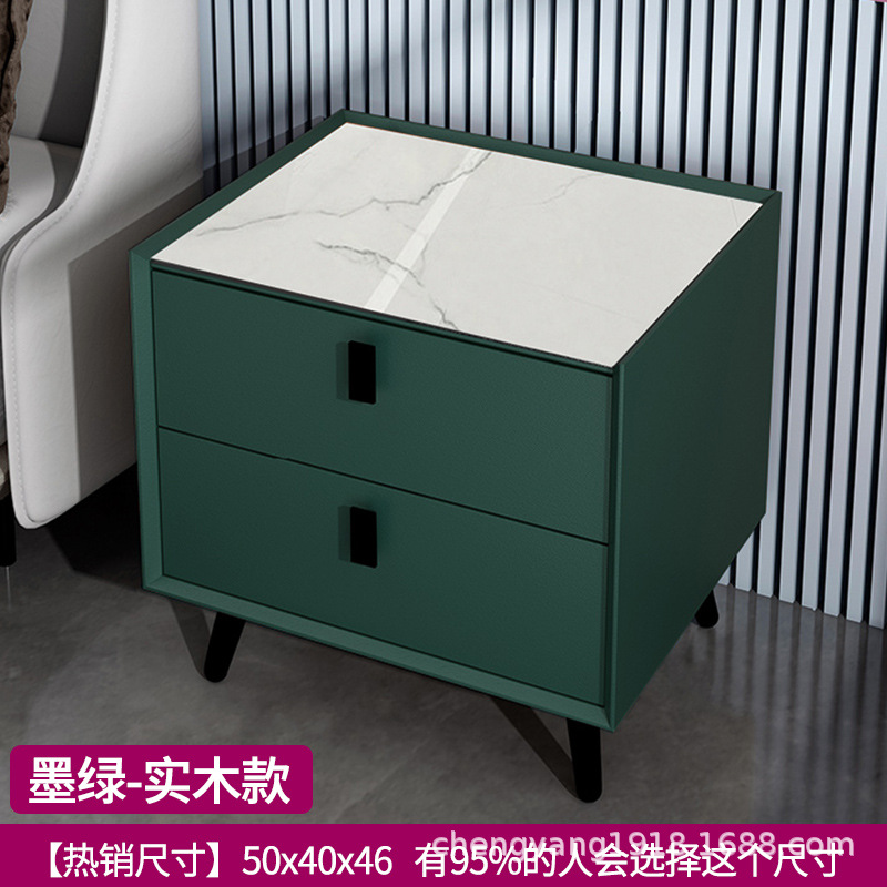Mesita de noche madera maciza Placa de roca simple moderno Internet celebridad dormitorio mesita de noche protección del medio ambiente todo partido gabinete de almacenamiento mesita de noche