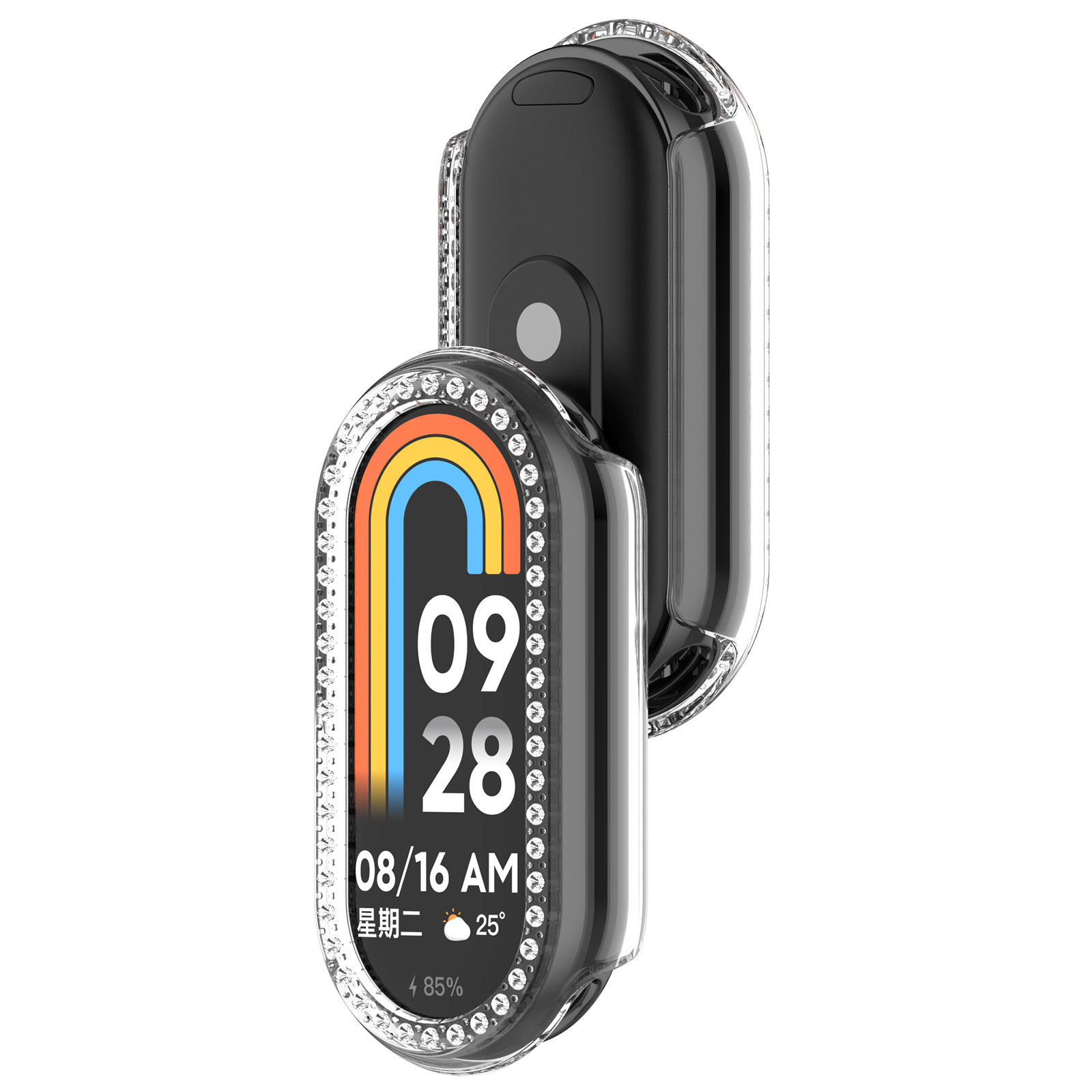 Suitable for Xiaomi Band 10 protective case xiao Mi 8/9 Watch 8/9 Pro protective case PC single diamond skeleton watch Item Picture