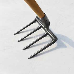 Agricultural Manganese Steel Three-Teeth Hoe Four-Teeth Nail Rake Turnaround Soil Pine Pick Large Household Turnaround Land Reclamation Hoe Vegetable Rake
