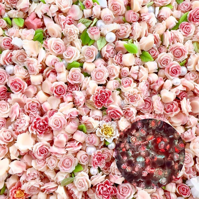Manicure mixed decorations two-color luminous Camellia 2024 new three-dimensional rose wear nail resin accessories wholesale