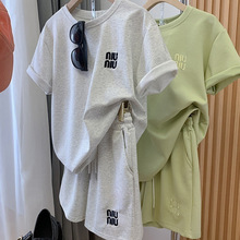 2025新款立体刺绣夏季休闲套装女运动外穿百搭显瘦短裤短袖两件套