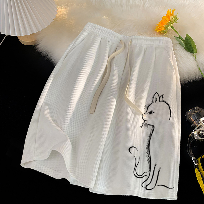 Venta directa de fábrica pantalones cortos waffle verano de los hombres INS de moda Pantalones casuales sueltos pantalones cortos deportivos rectos