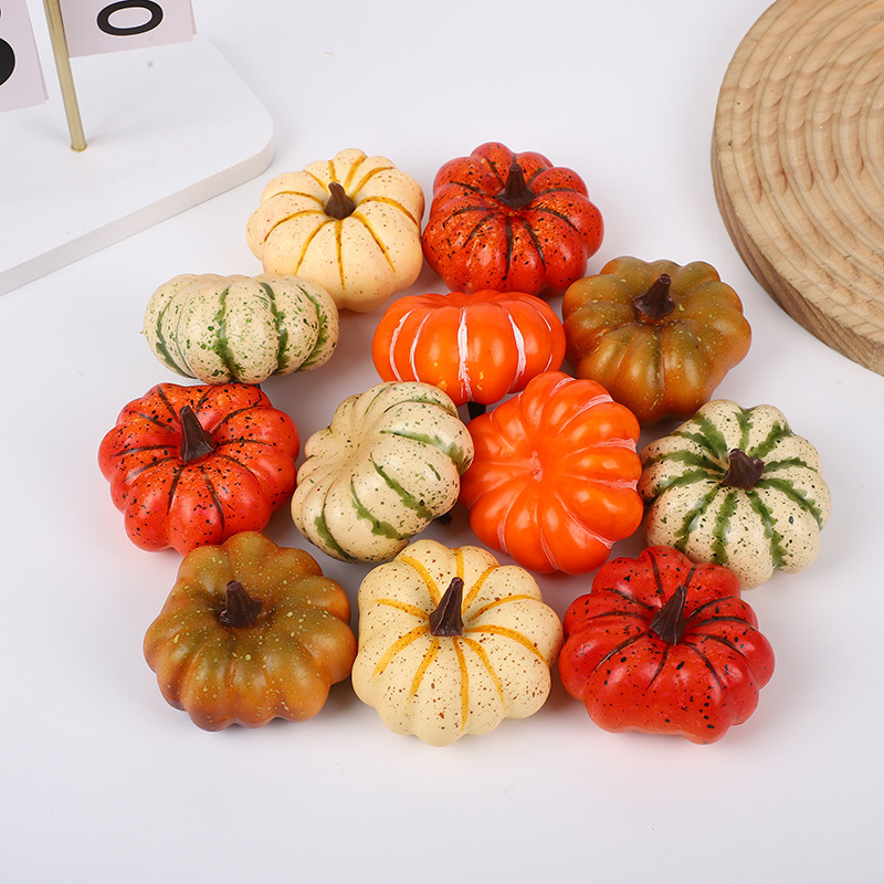Autumn Harvest Orange Pumpkin Artificial Small Pumpkin Model Colorfulful Crooked Pumpkin Christmas Decorations Window Decorations