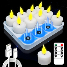 欧美跨境热销led电子蜡烛灯遥控磁吸充电圣诞装饰品摆件氛围灯