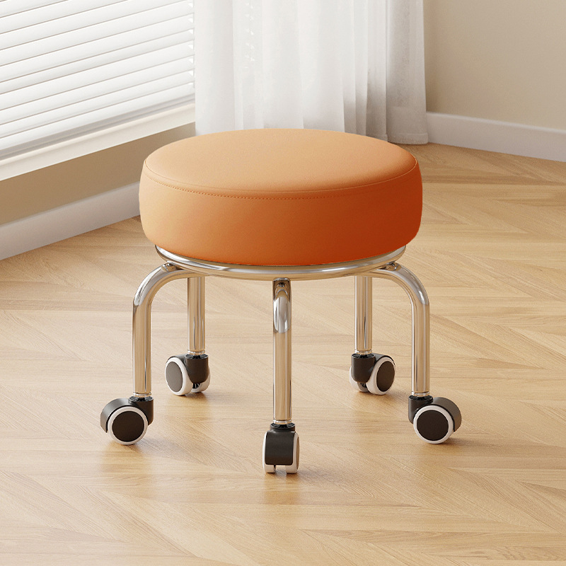 Polia doméstica taburete bajo rueda universal pequeño taburete silencioso rotativo taburete redondo móvil con artefacto moderno y simple