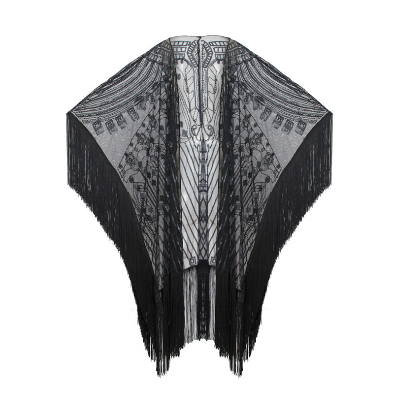 20世纪20年代复古流苏礼服披肩舞会派对长款亮片晚礼服亚马逊跨境