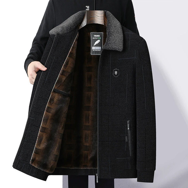 Demi-season jacket, keep warm woolen coat, increased thickness