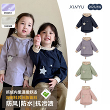 儿童秋季圆帽三防薄绒风衣mat25年新款男女童宝宝北欧风连帽外套