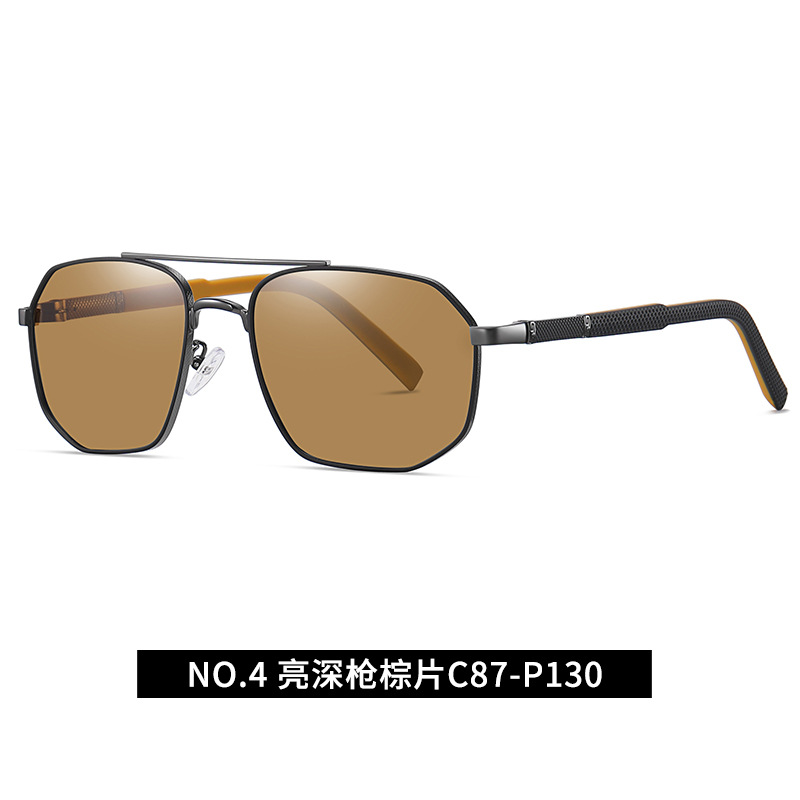 Suministro directo de fábrica gafas de sol polarizadas gafas de sol de moda multilaterales de los hombres 6314 gafas de sol de pierna de Primavera de dos colores de metal