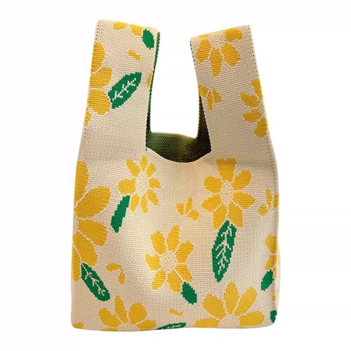 Backpack vest bag, unisex, Korean style, versatile, suitable for going out and parades, knitted, hand-held bag, tote bag, fresh flowers, shoulder bag, trendy