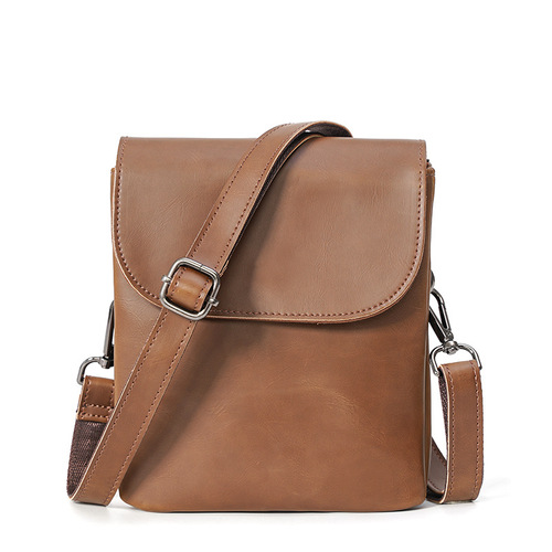 Crazy Horse PU leather small bag Korean style men's bag men's bag fashion casual backpack men's bag trendy shoulder crossbody bag