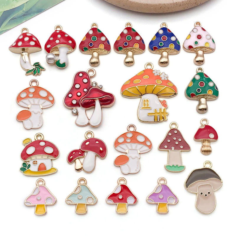 20 Oil Dripping Mushroom House Thanksgiving Alloy Pendants DIY Necklace Bracelet Pendant Keychain Jewelry Accessories