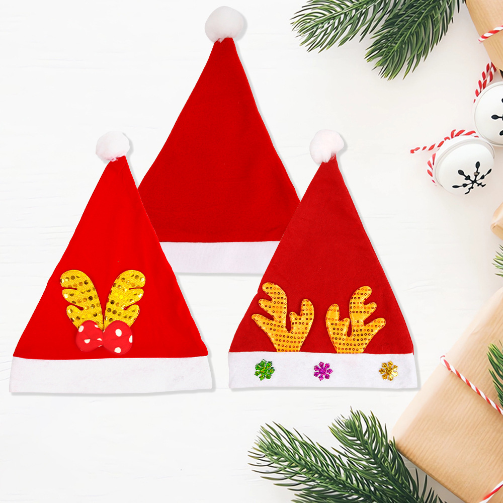 Home & Garden new red Christmas hat children adult holiday party decoration sequined antlers Christmas hat dress up_voghion.com