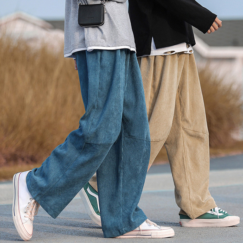 Casual Trousers Men's Autumn and Winter Loose Straight Corduroy Student Wide Leg Pants Fashionable Korean Style Hallen Pants