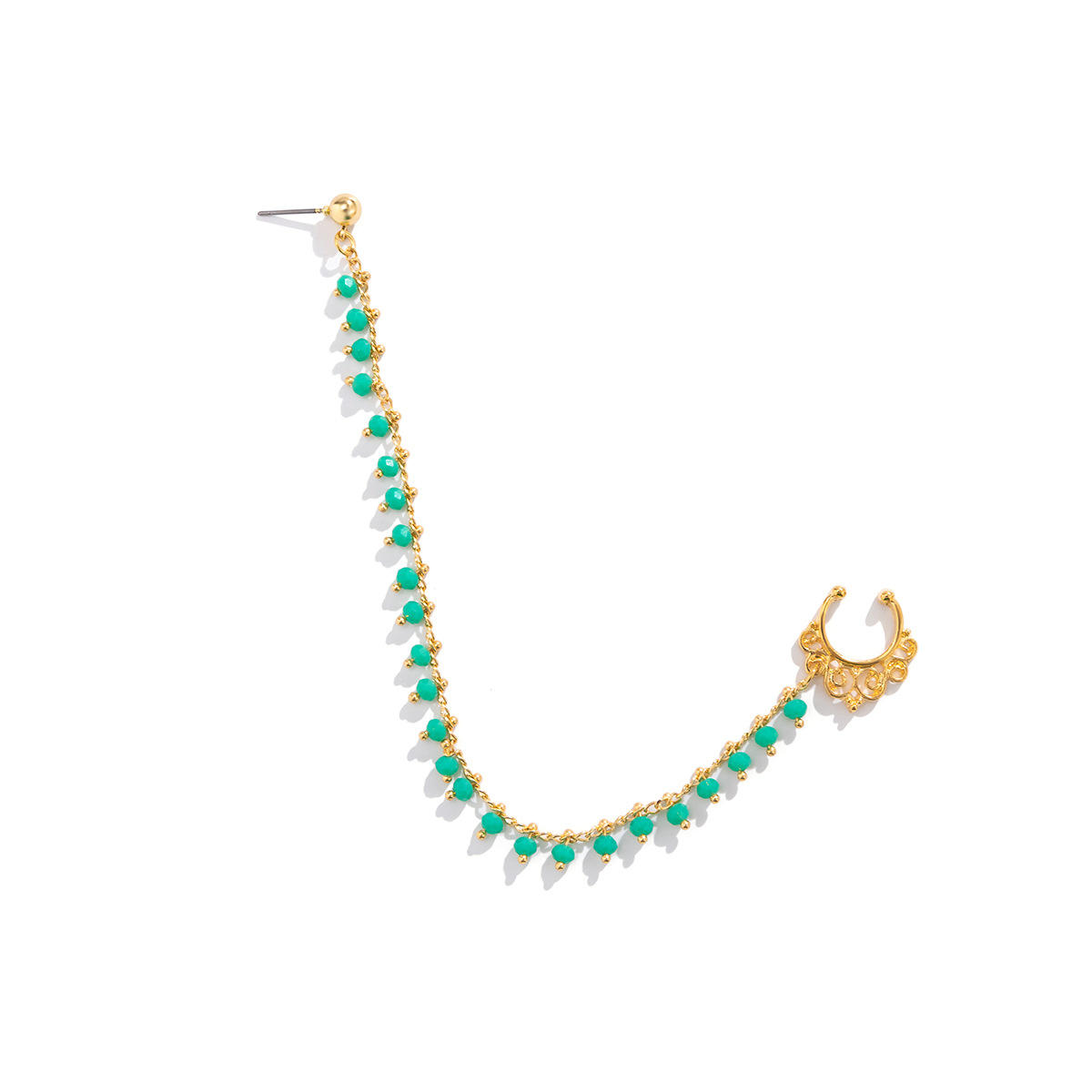 Schmuck im ethnischen Stil mit integrierten Ohrringen und künstlicher Kristallquaste, Ring, süßer und cooler Nasenclip aus Metall_voghion.com