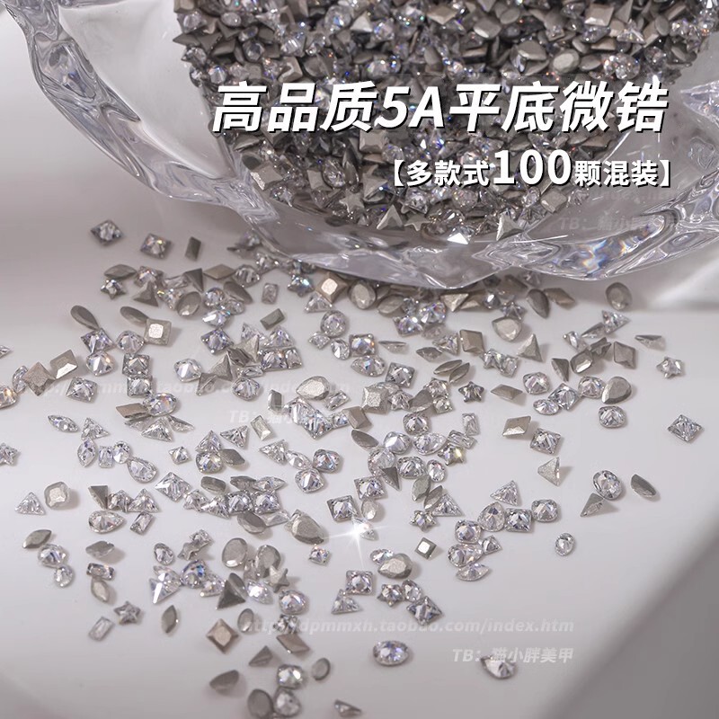 Flat Bottom Inverted Edge Zircon Diamond Ornaments White Mini Nail Ornaments Nail Diamond Crystal 5A Diamond Flash
