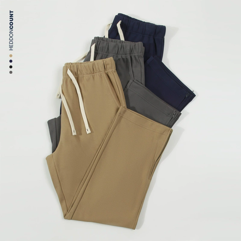 Мужские новые весенне-летние хлопковые Повседневные базовые прямые брюки DENGJUE, мужские свободные спортивные брюки на молнии до щиколотки, спортивные штаны