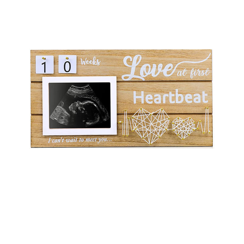 Wooden Pet Photo Frame Creative Table Baby Table Pendant Photo Frame Photo Frame Heart-shaped Double Heartbeat Winding