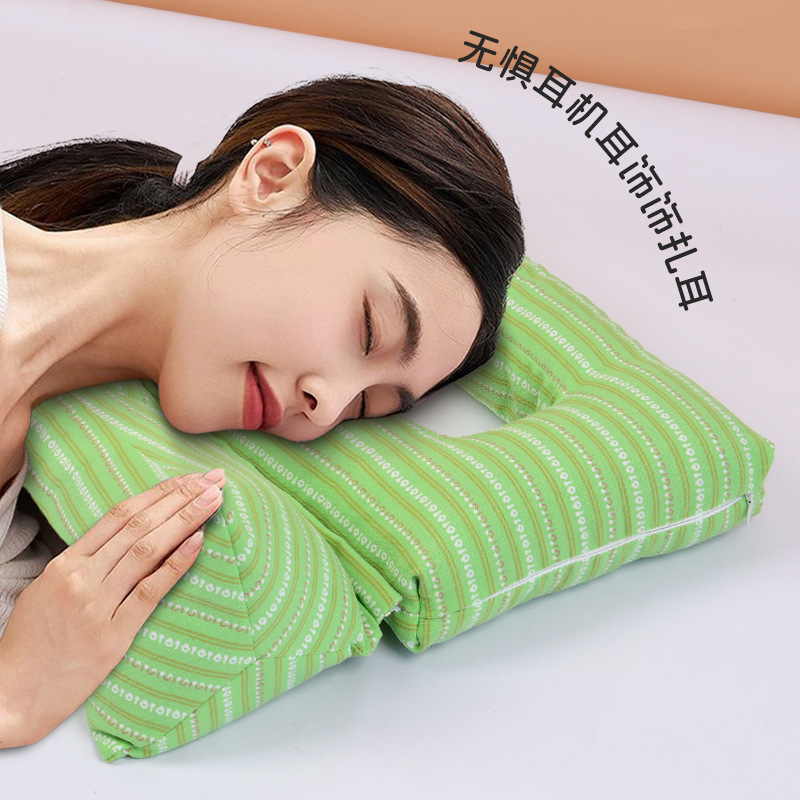 荞麦枕耳洞枕头护颈椎牵引可拆卸成人用镂空侧睡压脸耳枕荞麦枕|undefined