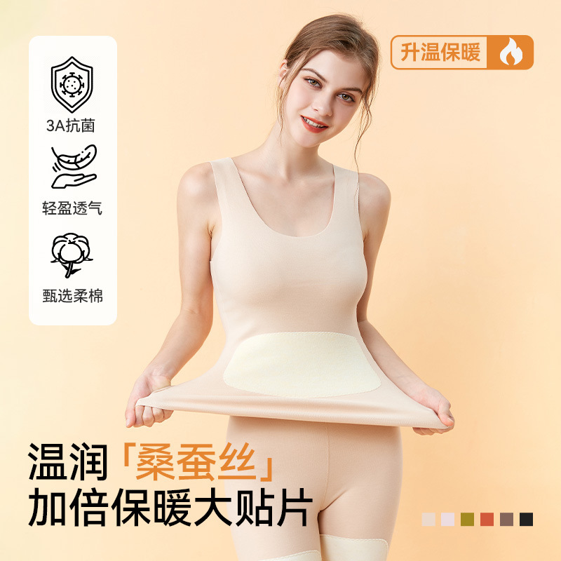 Thermal De Rong Thickened Silk Warm Vest Underwear for Women, Fleece-Lined Base Layer Camisole, Winter Top