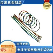 厂家现货彩色包胶钢丝绳2.0*170金属行李吊牌钢丝挂扣透明钢丝圈