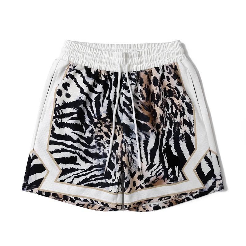 Zongchi Clothing American Retro Style Elastic Waist Leopard Print Embroidered Sports Casual Loose Unisex Summer Shorts Zongchi Clothing American Retro Style Elastic Waist Leopard Print Embroidered Sports Casual Loose Unisex Summer Shorts